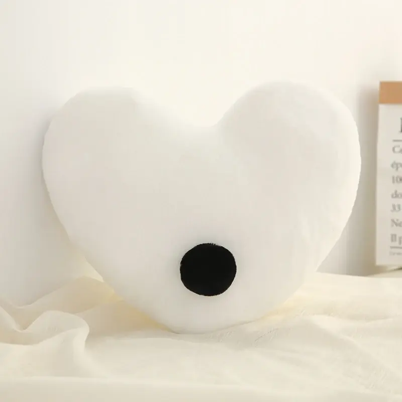 Thumbnail: White heart-shaped satin pillowcase with circular detail