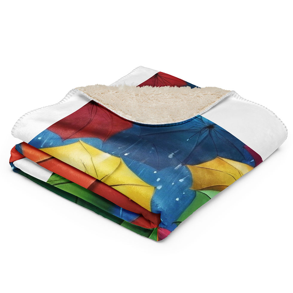 Thumbnail: Folded satin pillowcase with colorful umbrella print