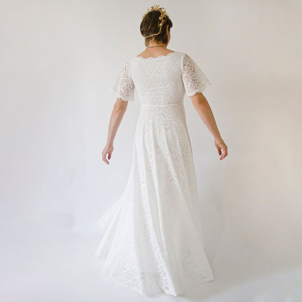 Thumbnail: Back view of a white lace Lemon Poppyseed dress