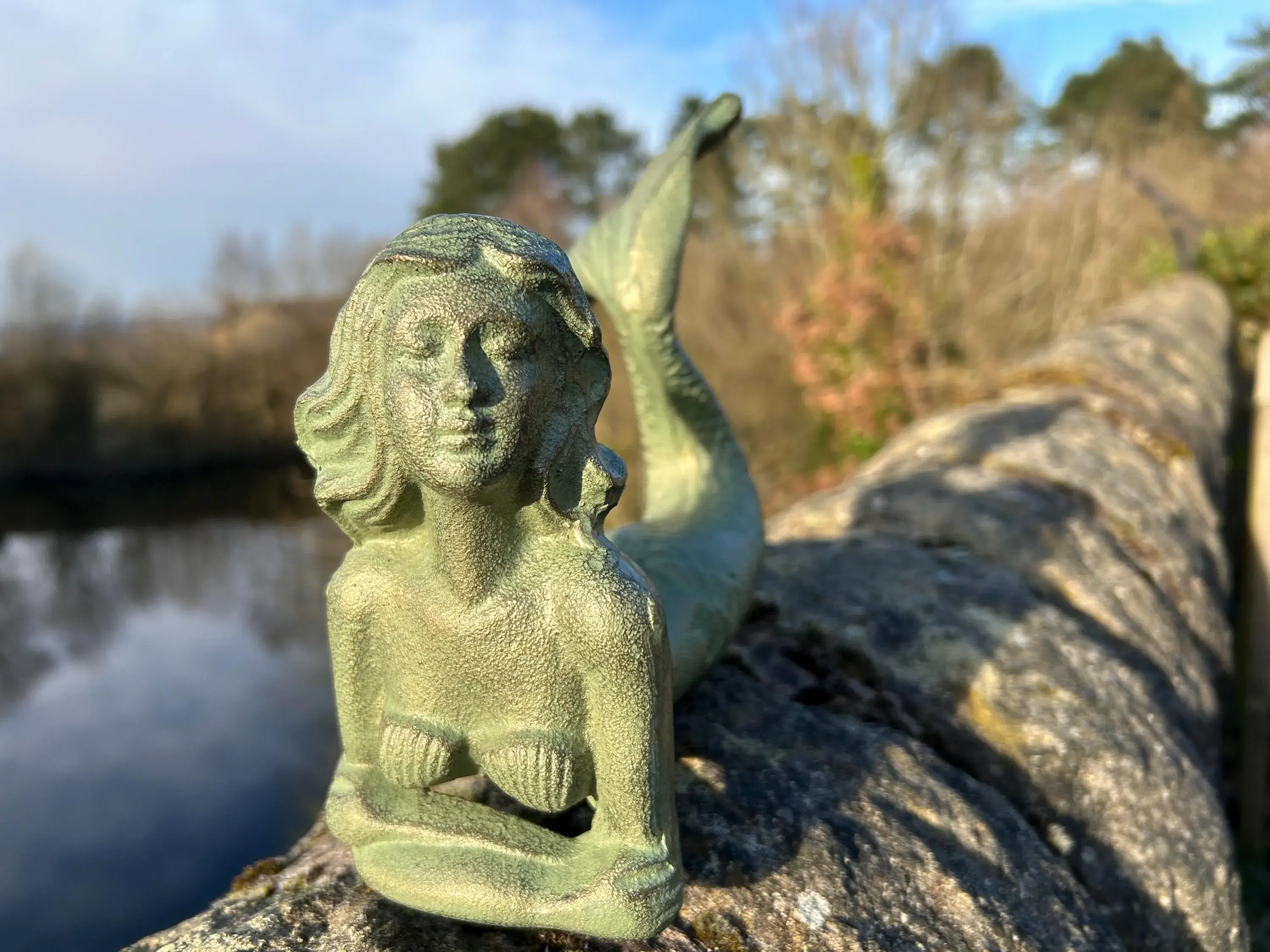 Cast Iron Mermaid Verdigris Garden Ornament