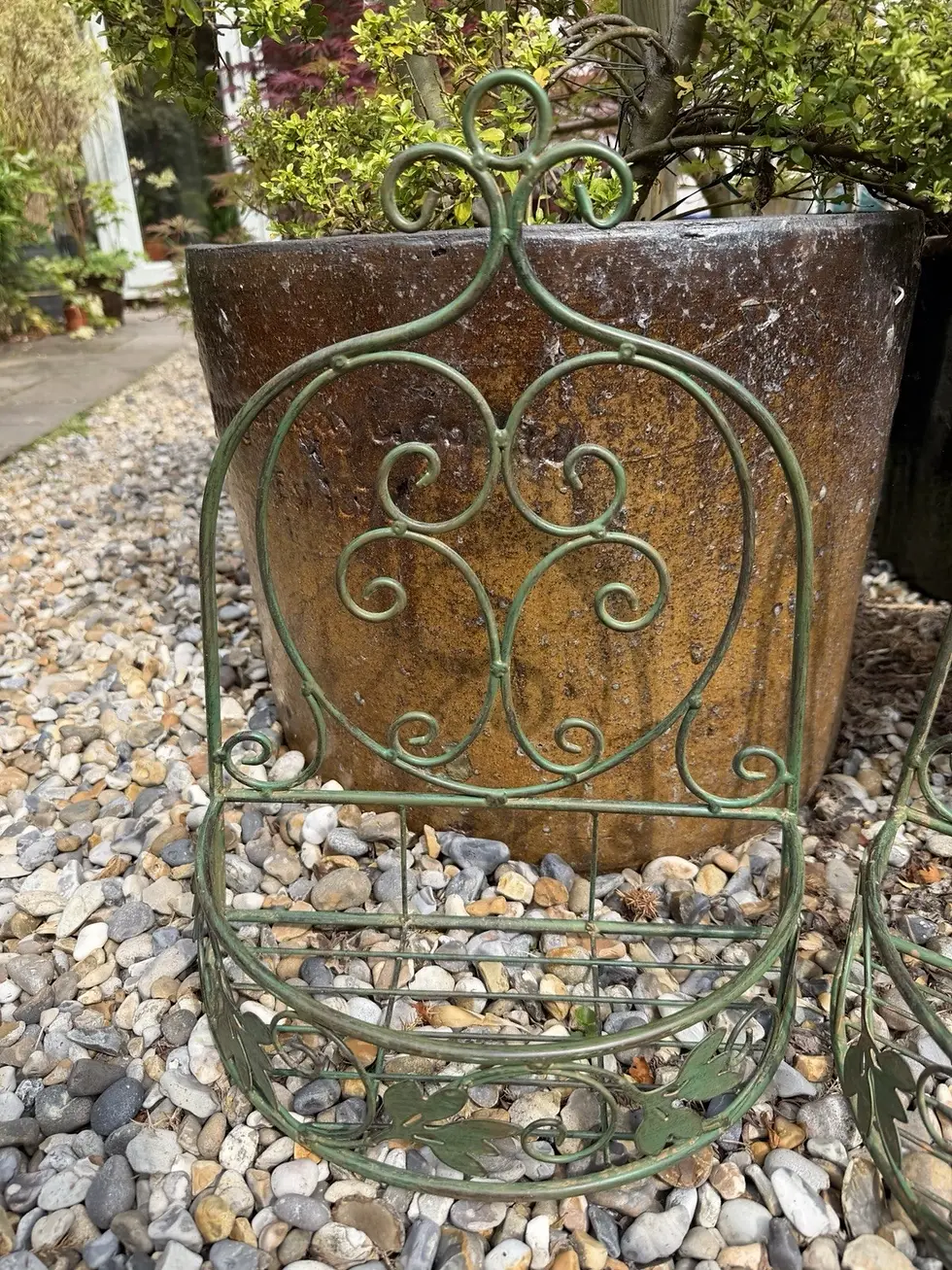 Thumbnail: Set 2 Green Wall Mounted Basket Planters