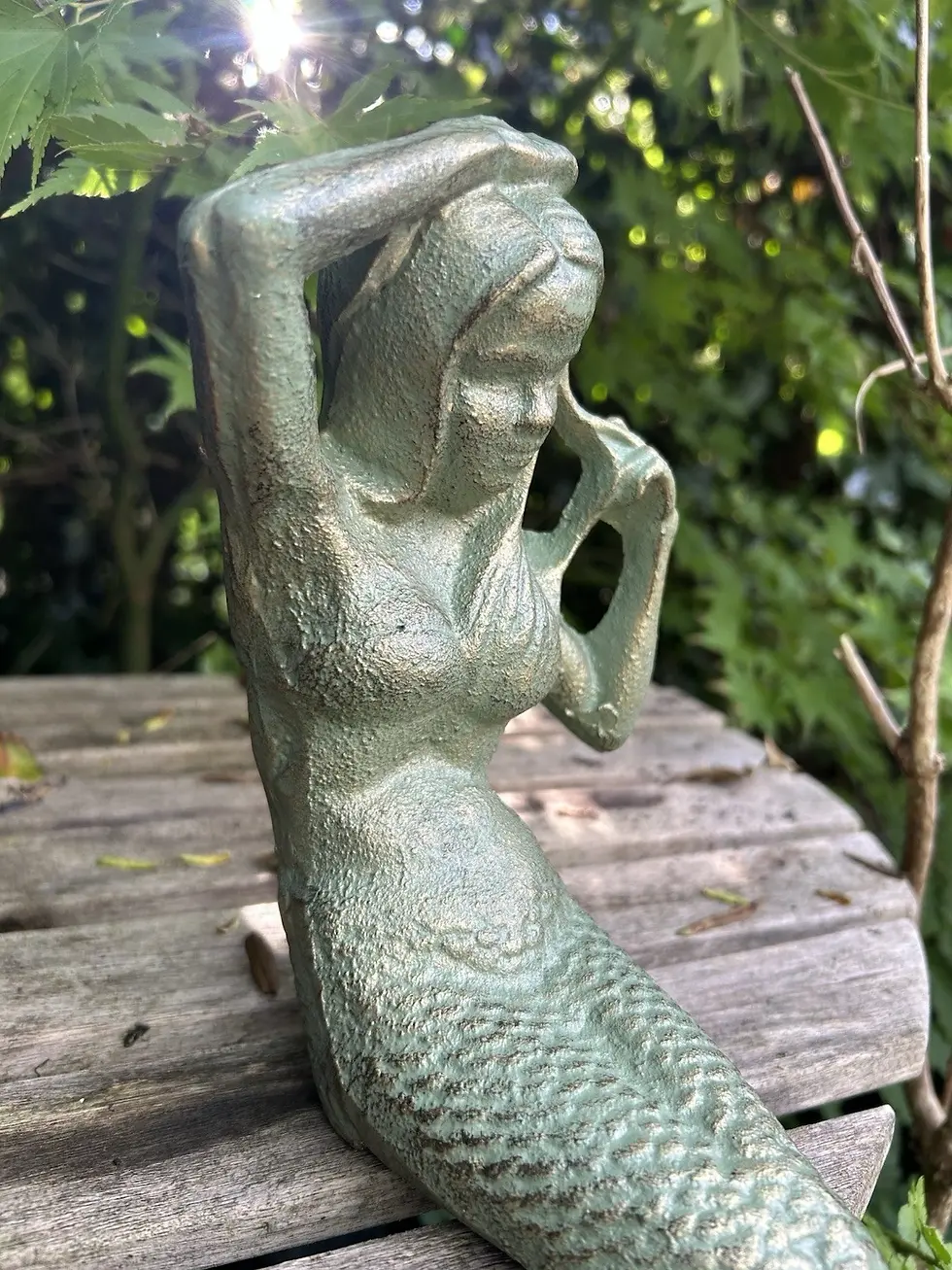 Thumbnail: Cast Iron Sitting Mermaid Garden Ornament