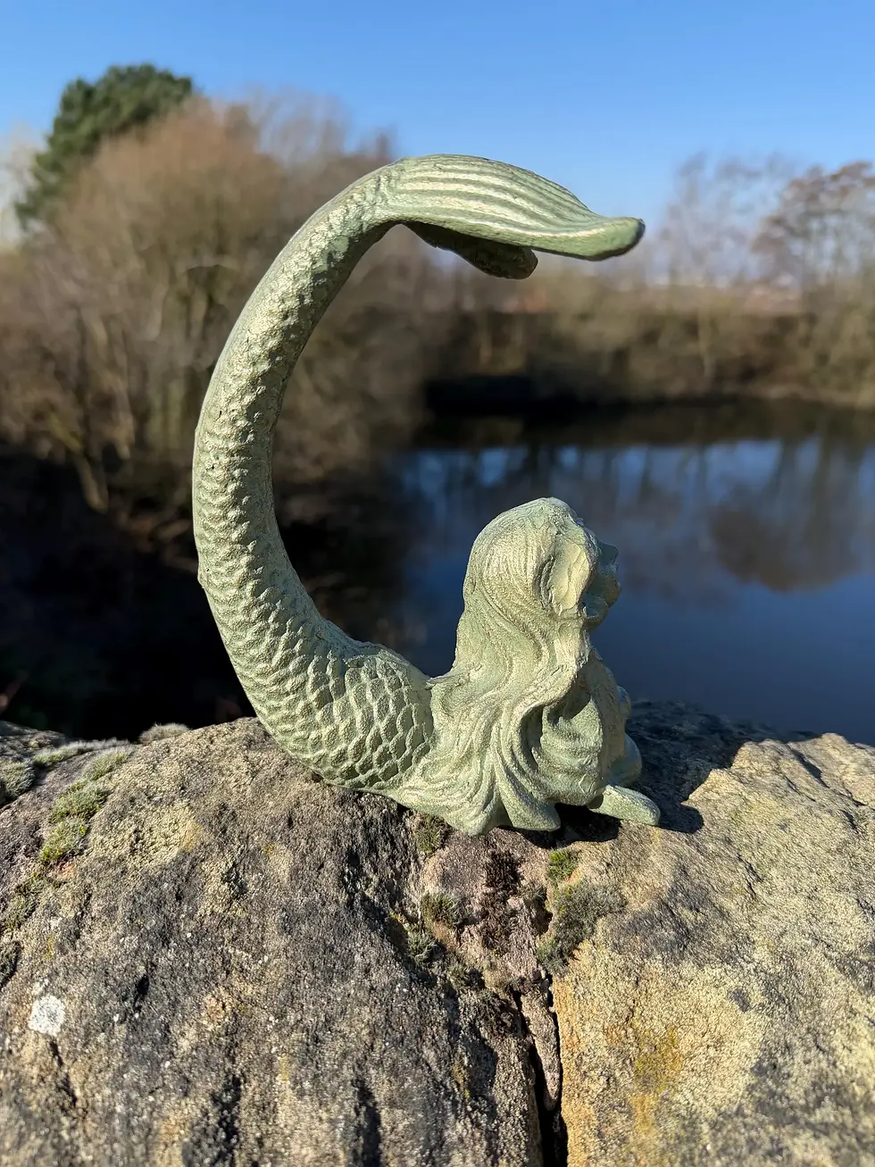 Thumbnail: Cast Iron Tail Flicking Mermaid Garden Ornament