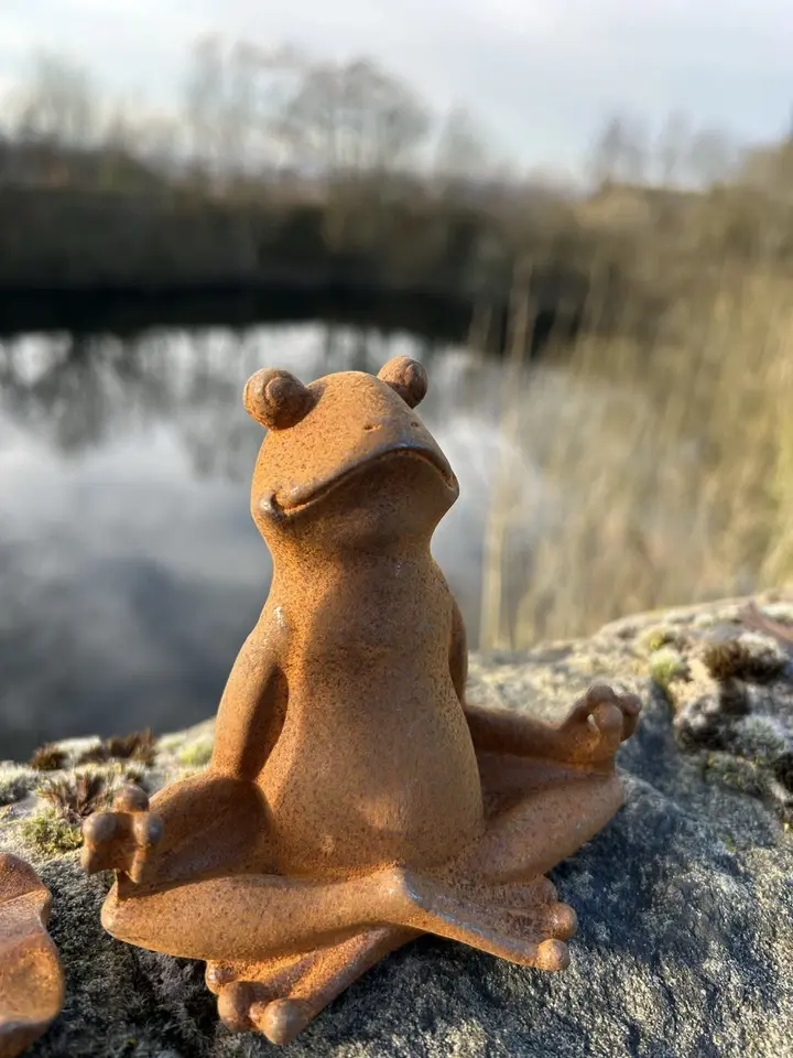Thumbnail: Cast Iron Meditating Frog Metal Garden Ornament
