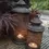Thumbnail: Set 2 Rustic Antique Style Metal Ornate Moroccan Style Lanterns