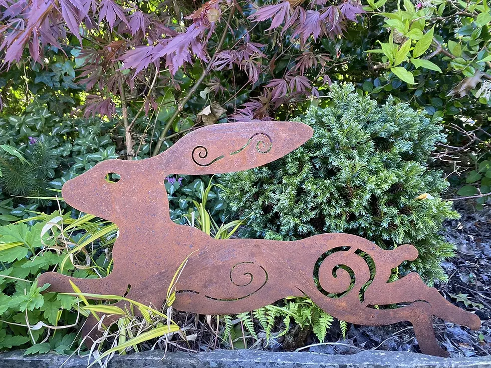 Thumbnail: Rust Metal Running Hare Garden Stake