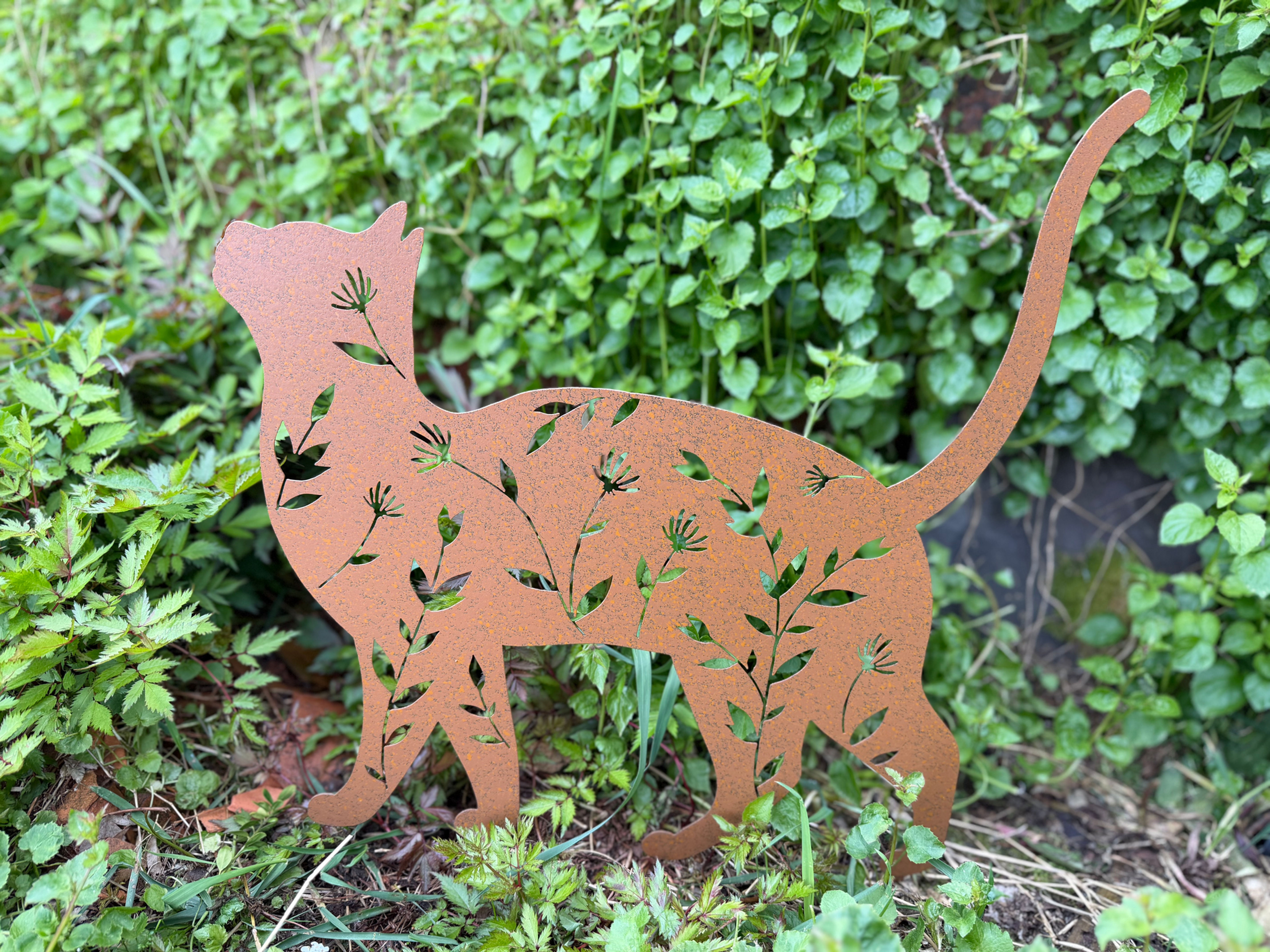 Floral Cat Stake Garden Decoration