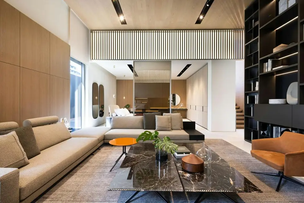 Architectural designer in Devanahalli modern double-height living room with minimalist int