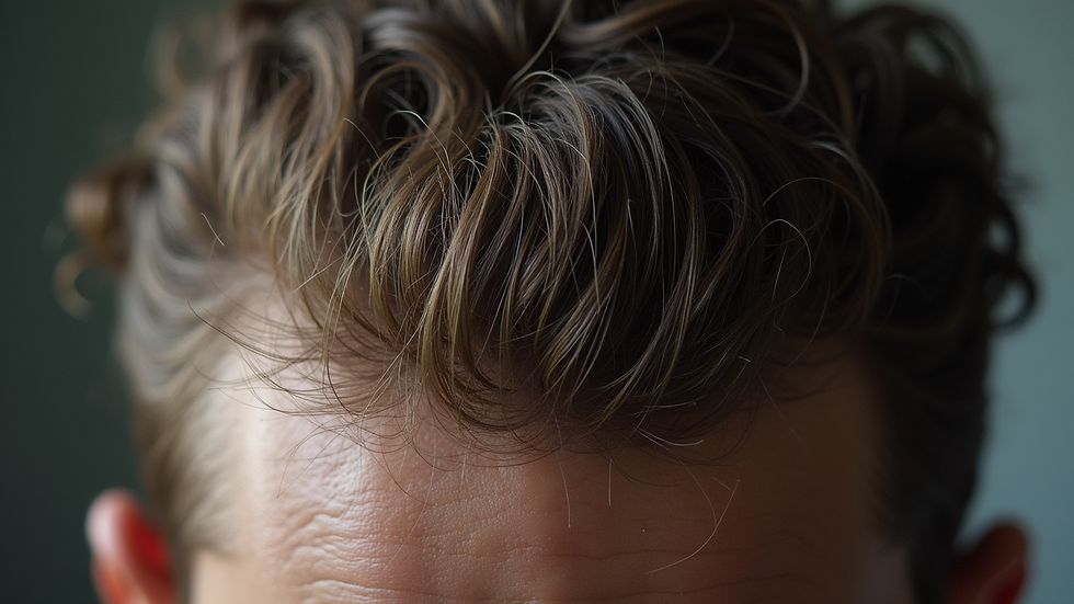 Close-up view of scalp with healthy hair roots