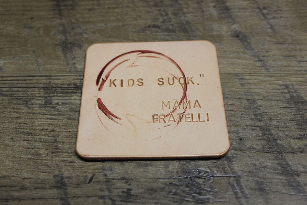 Thumbnail: Hand made leather coaster set Goonies