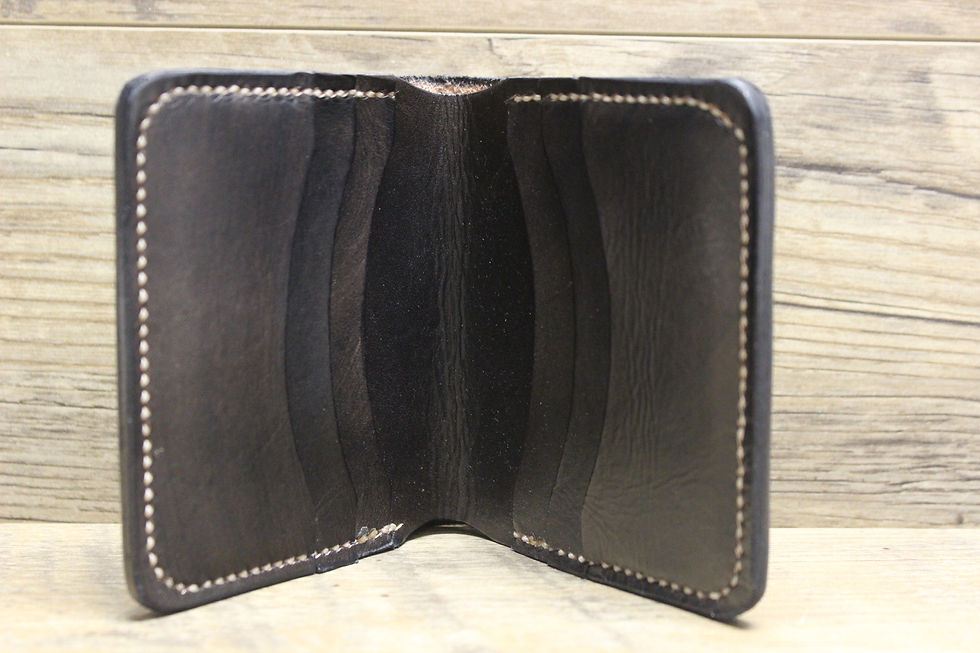 Thumbnail: Hand tooled and stitched men's leather wallet