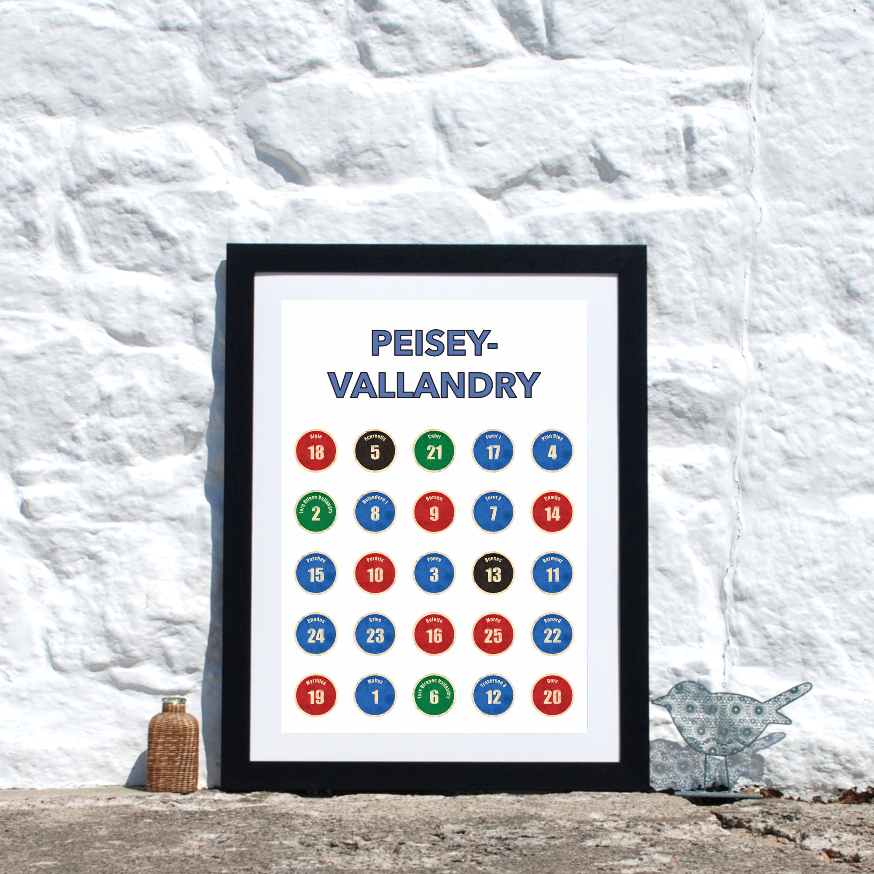 Peisey Vallandry ski piste marker print Paradiski area French Alps