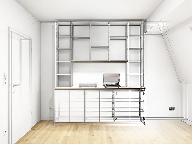 Vergleich zwischen Visualisierung und fertiger Bibliothek nach Maß
