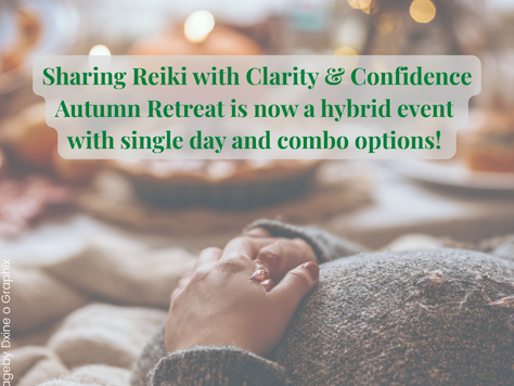 Reiki healing hands on a woman's belly in a cozy autumn scene