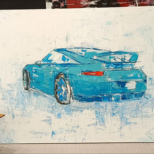 Miami Blue Porsche Painting, 2023