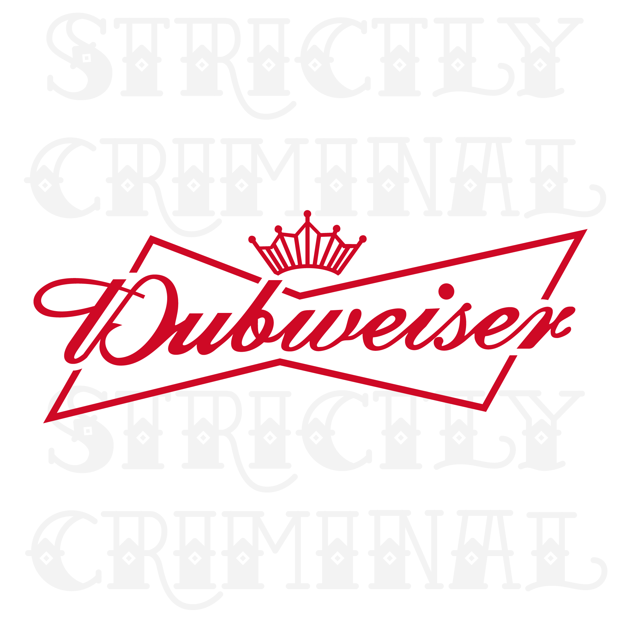 Dubweiser red and white beer parody VW sticker for car windows by Strictly Criminal