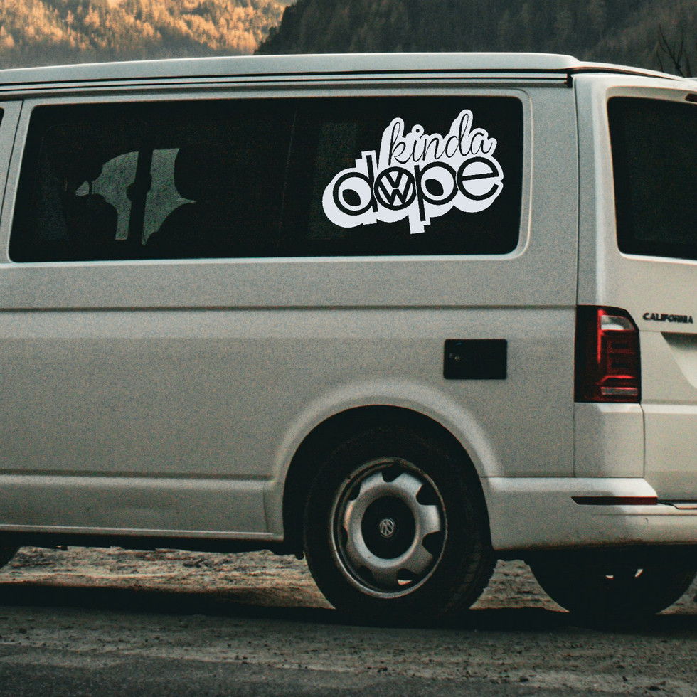 VW Transporter Quarter Panel Kinda Dope side decals in Gloss White for T4 T5 T5.1 T6 vinyl stickers by Strictly Criminal