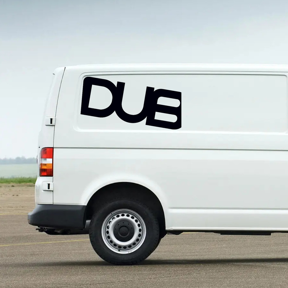 VW Transporter Quarter Panel DUB side decals in Gloss Black T4 T5 T5.1 T6 vinyl stickers by Strictly Criminal