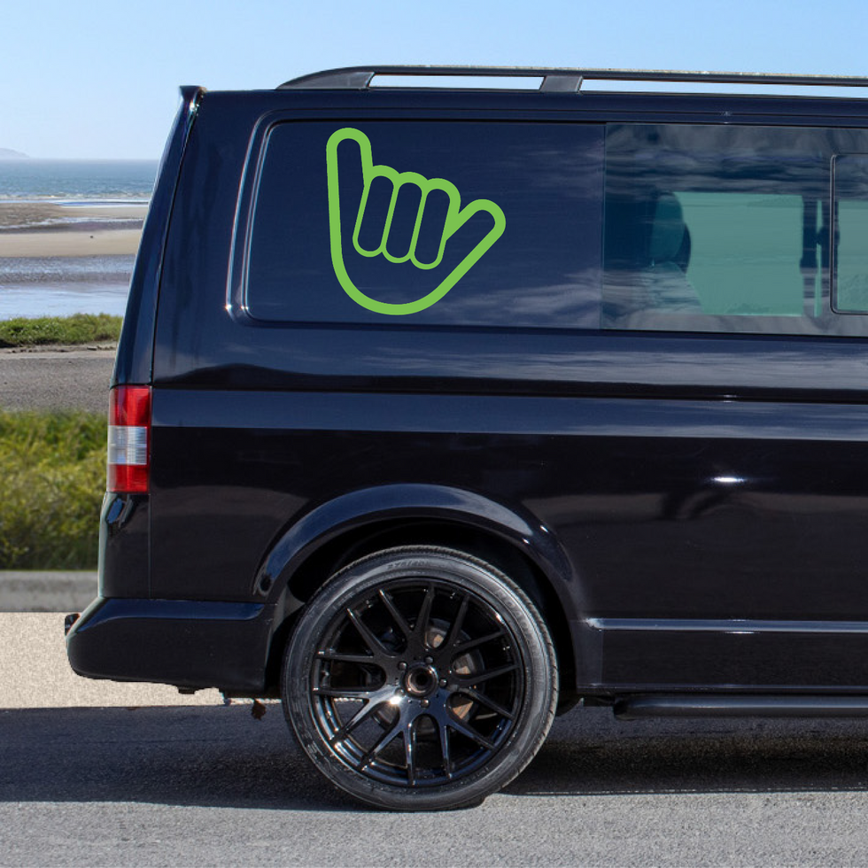 VW Transporter Quarter Panel No Worries side decals in Lime Green T4 T5 T5.1 T6 vinyl stickers by Strictly Criminal