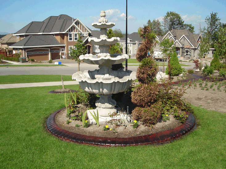 unique curb's brick 3 brown brick design around a fountain