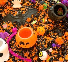 The Easiest Halloween Themed Sensory Bin: No Prep Required