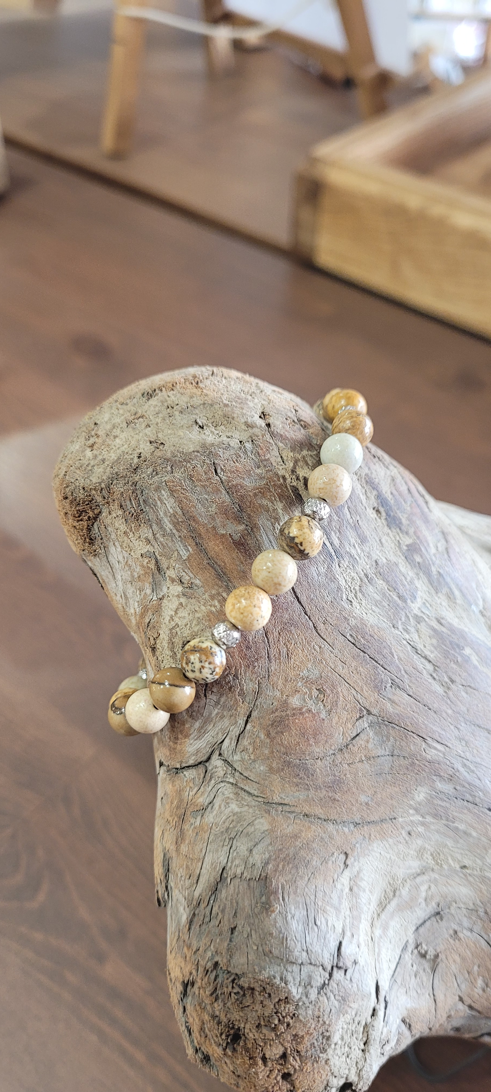 Miniature : Bracelet Jaspe paysage et acier 6 mm