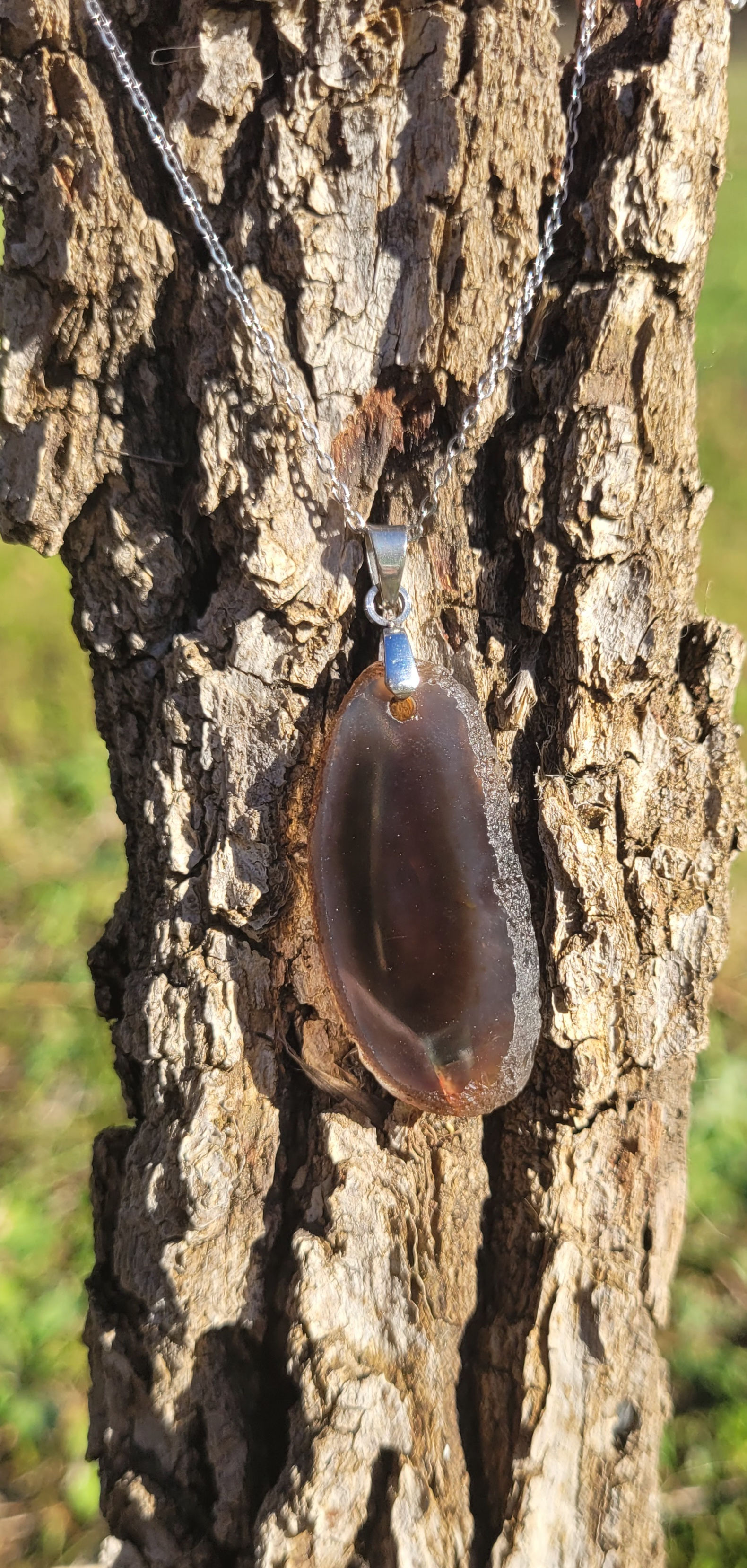 Pendentif agate tranche
