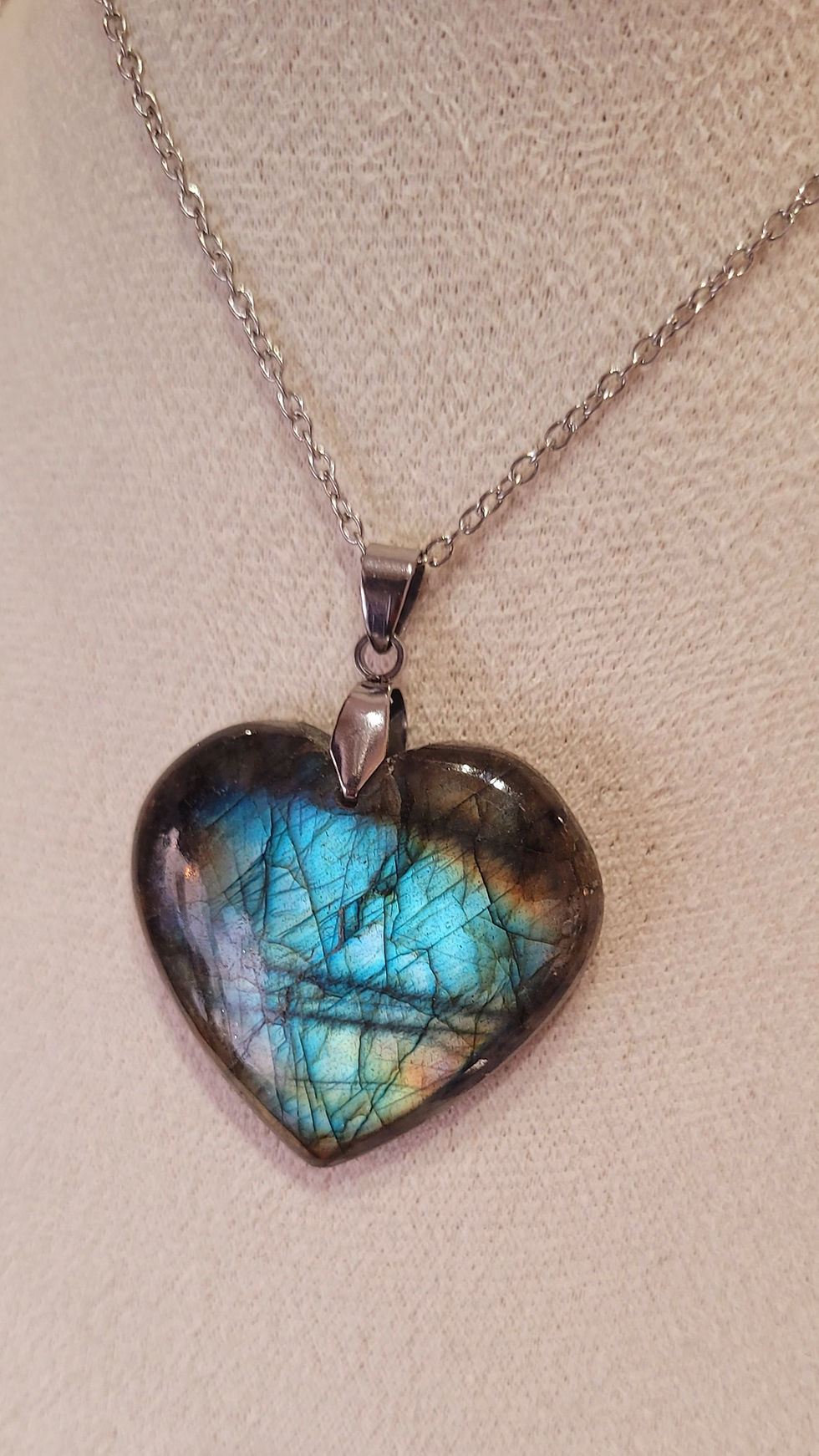 Miniature : Pendentif labradorite bleue coeur