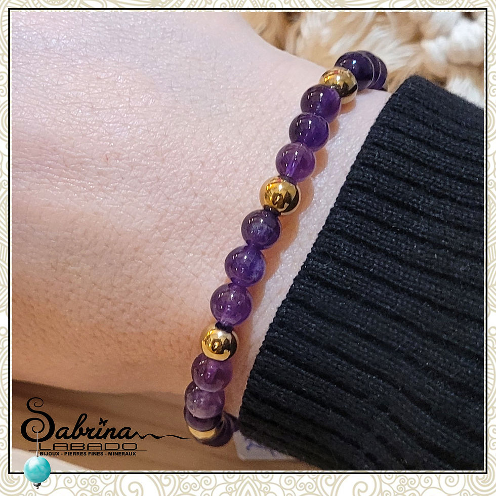 Miniature : Bracelet Améthyste et Hématite dorée