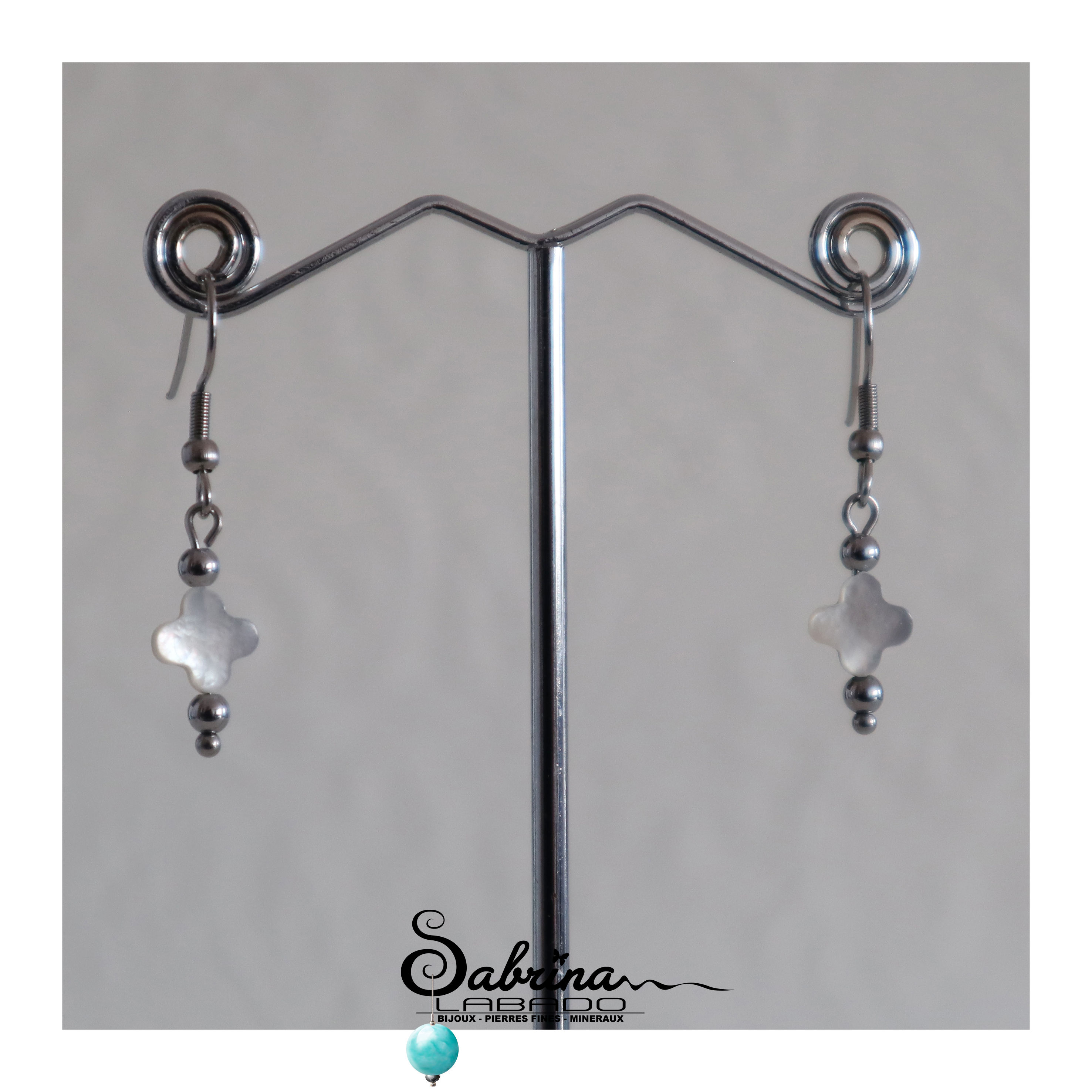 Boucles d'oreilles trèfle nacre