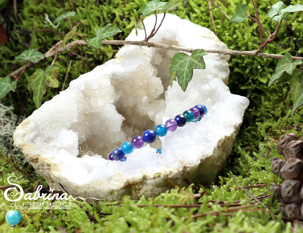 Miniature : Bracelet Apatite bleue, Lapis Lazuli, Améthyste