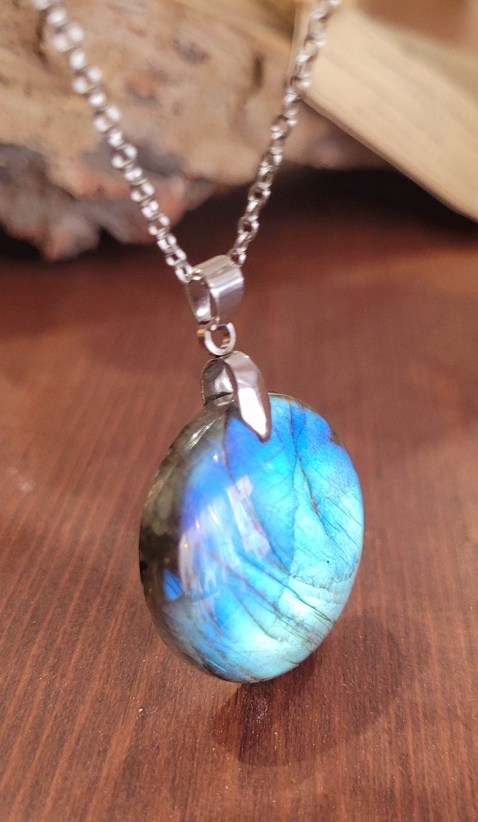 Miniature : Pendentif labradorite bleue