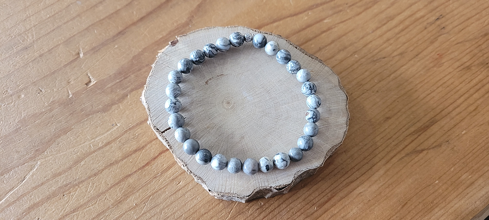 Miniature : Bracelet Jaspe paysage gris