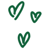 Hearts Pen Doodle Graphic Green