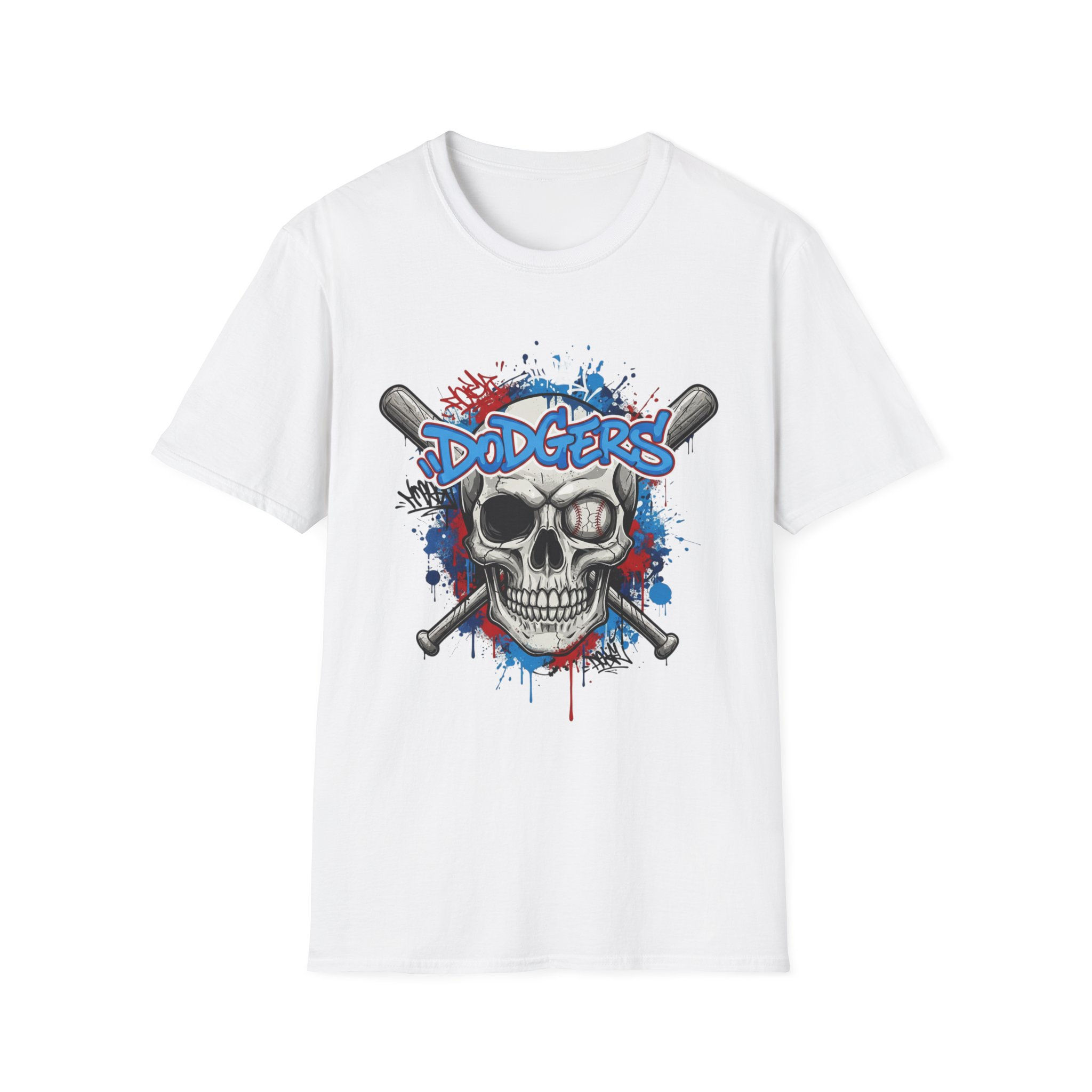 Adult Dodgers Skull Baseball T-Shirt 