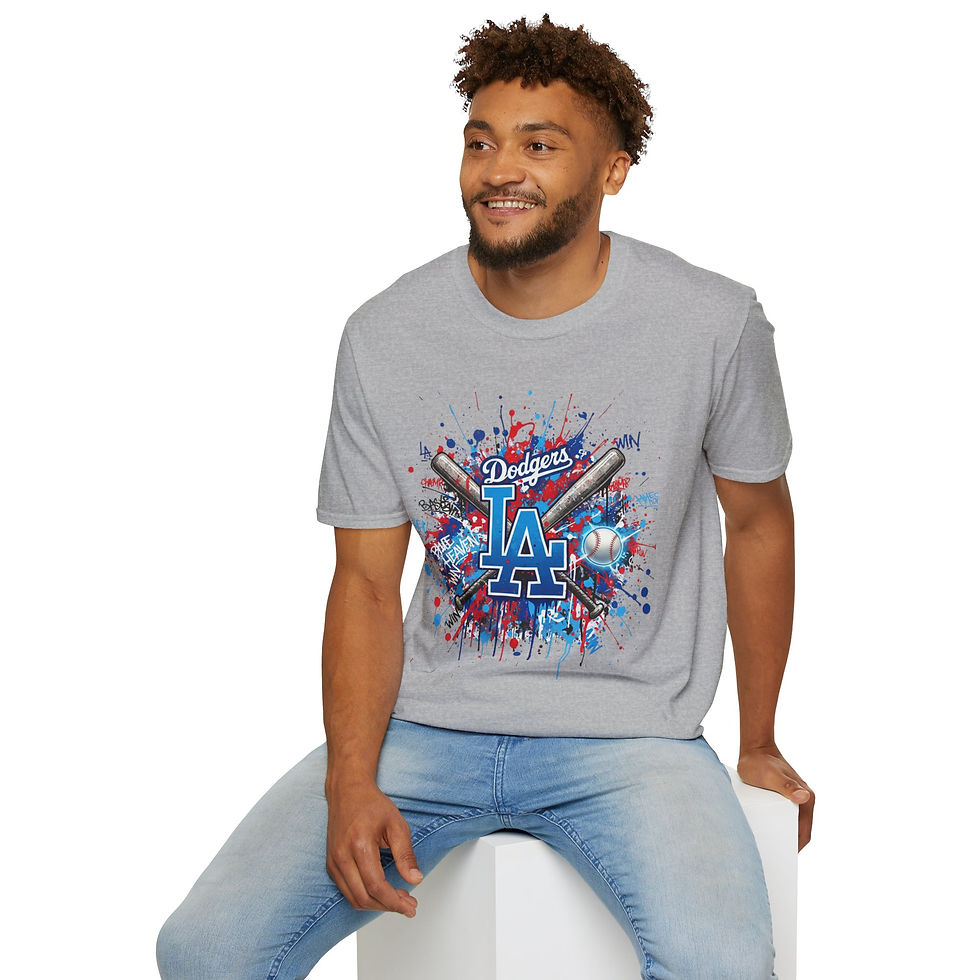 Thumbnail: Adult LA Dodgers Baseball Graffiti Splatter T-Shirt