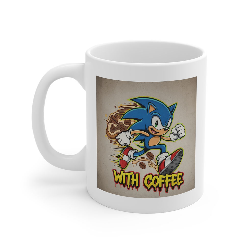 Sonic With or Without Coffee 11oz Ceramic Mug — Retro Video Game Coffee Cup