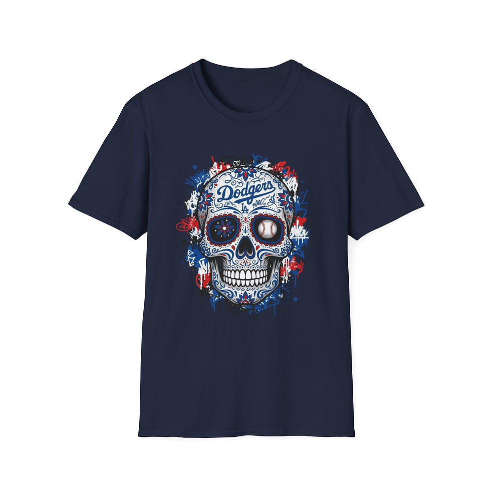 Thumbnail: Dodgers Sugar Skull T-Shirt — Day of the Dead Baseball Fan Tee