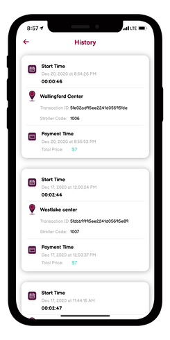 Transactions | Stroller rental mobile application developed by sbdevelops