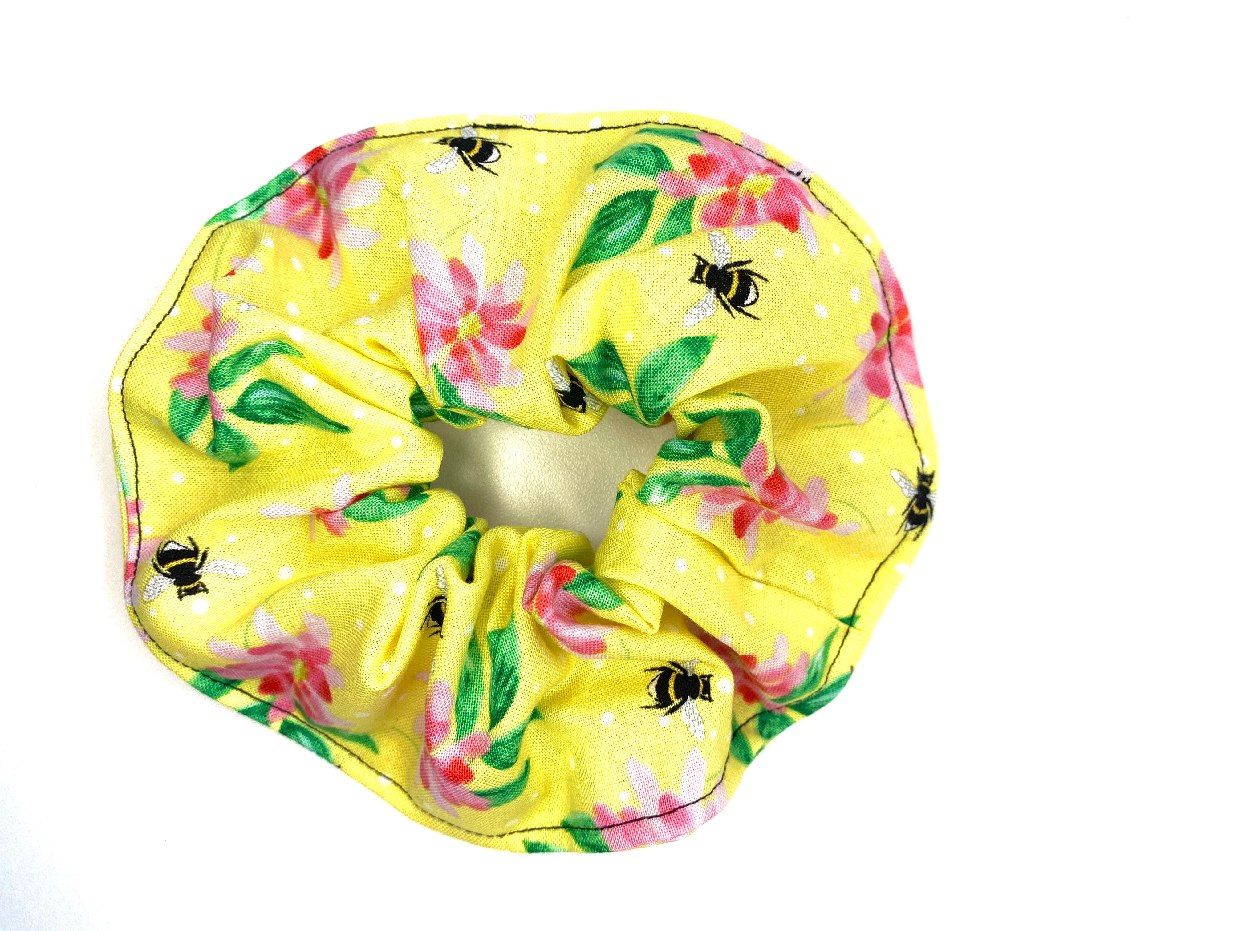 Yellow Bee Flower Scrunchie