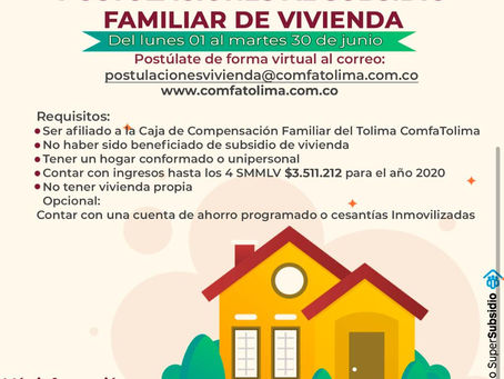 POSTULACIONES AL SUBSIDIO FAMILIAR DE VIVIENDA COMFATOLIMA