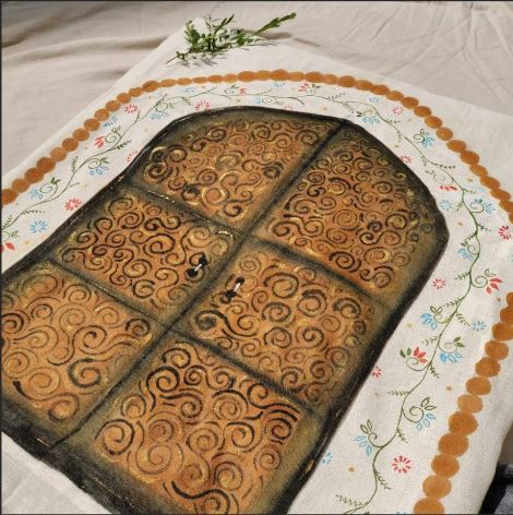 One of Sukun's hand-painted fabrics