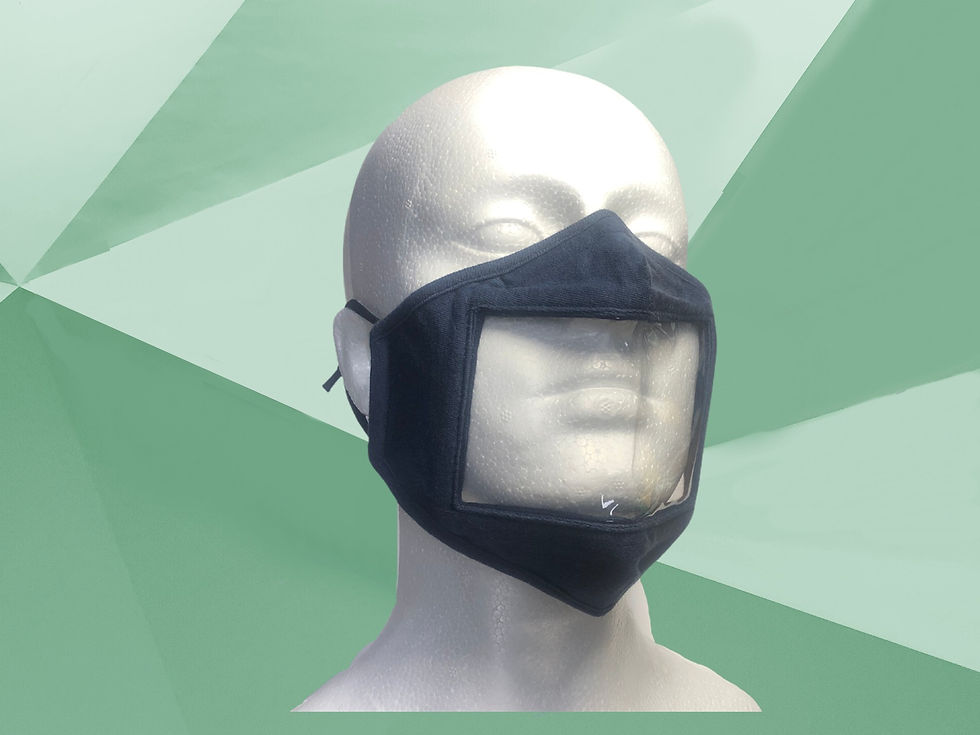 Thumbnail: Clear Panel Lip Reading Shape Face Covering - Reusable (Pack of 2)