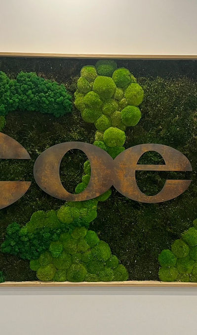 Moss Wall with Corten Steel Logo