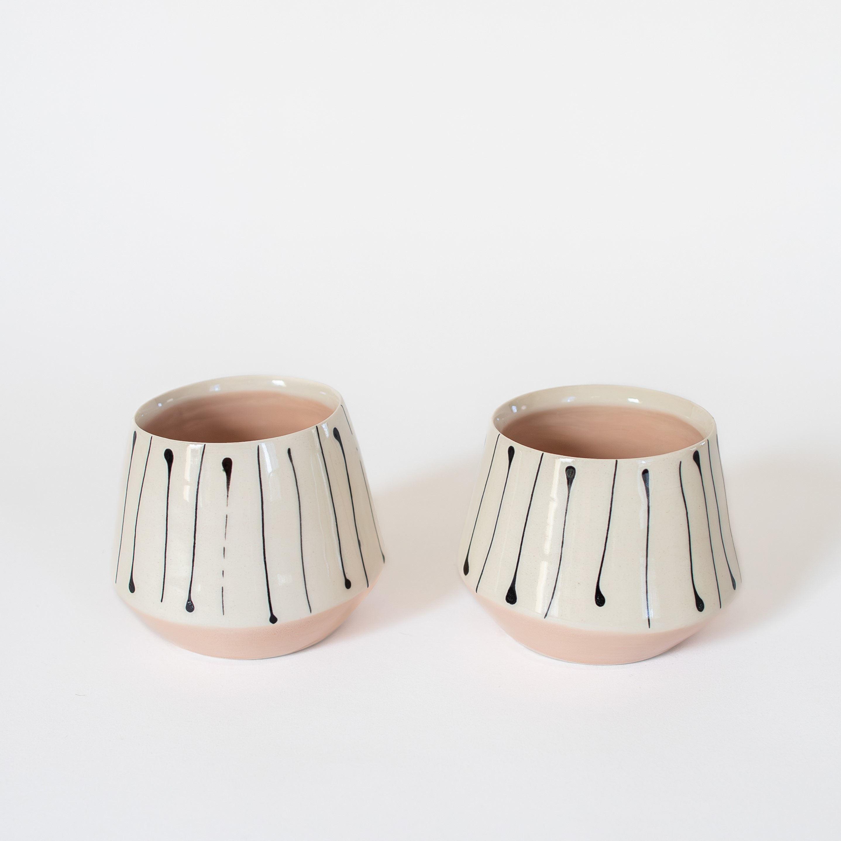 Cup, Rose, Line Design; Neutral Porcelain