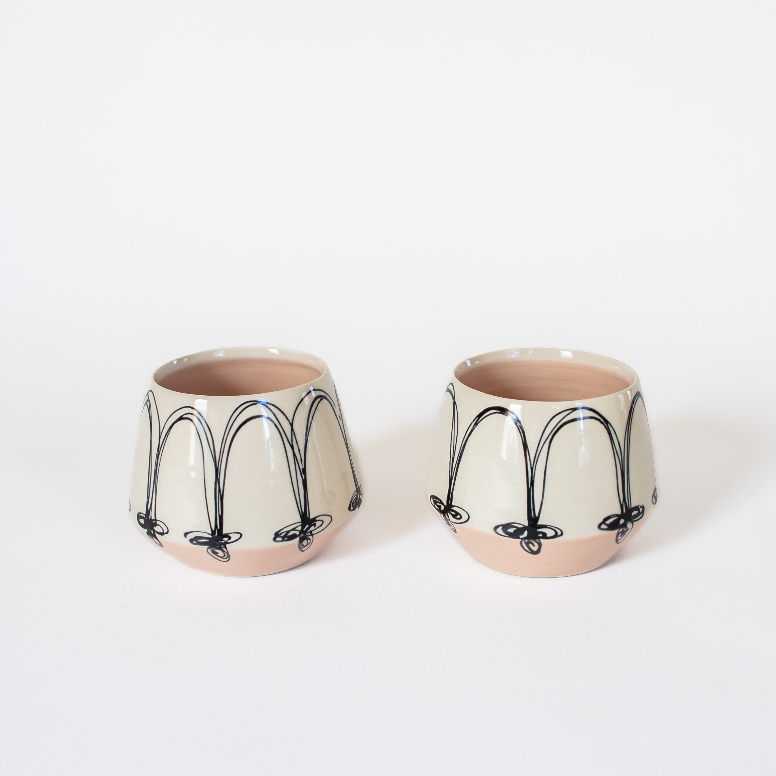 Cup, Rose, Arch Design; Neutral Porcelain