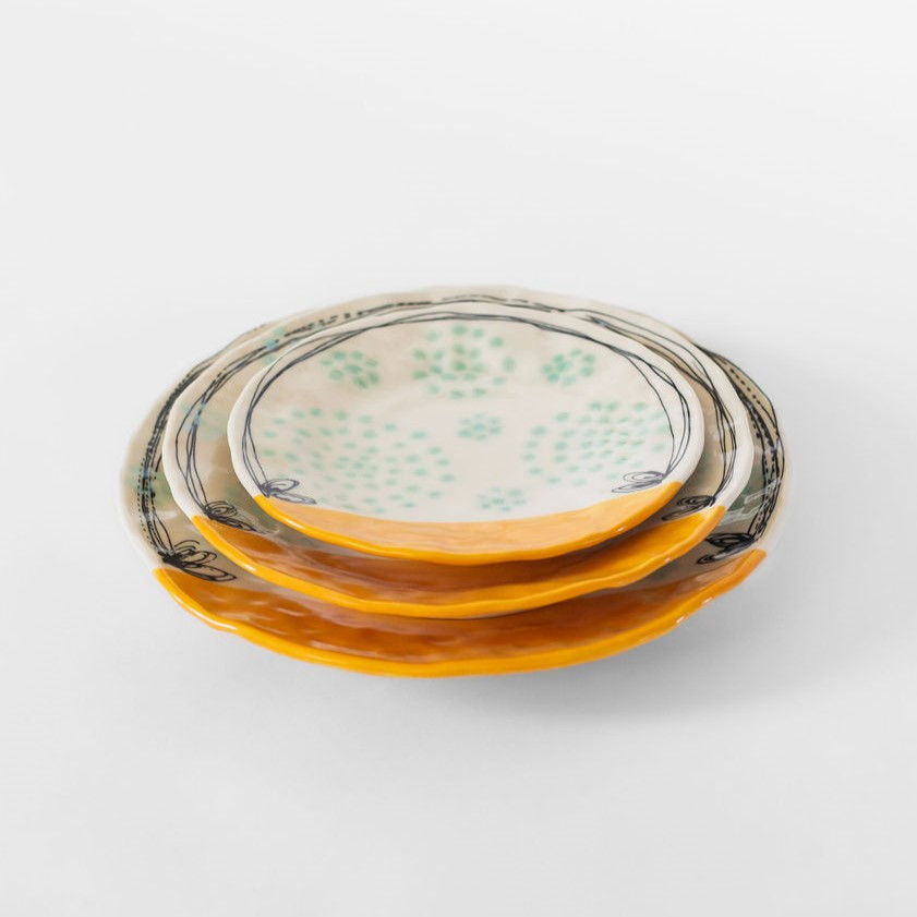 Thumbnail: Plates, Yellow; Festive Porcelain