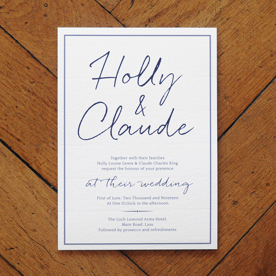 Elegant wedding invitation with clean calligraphy