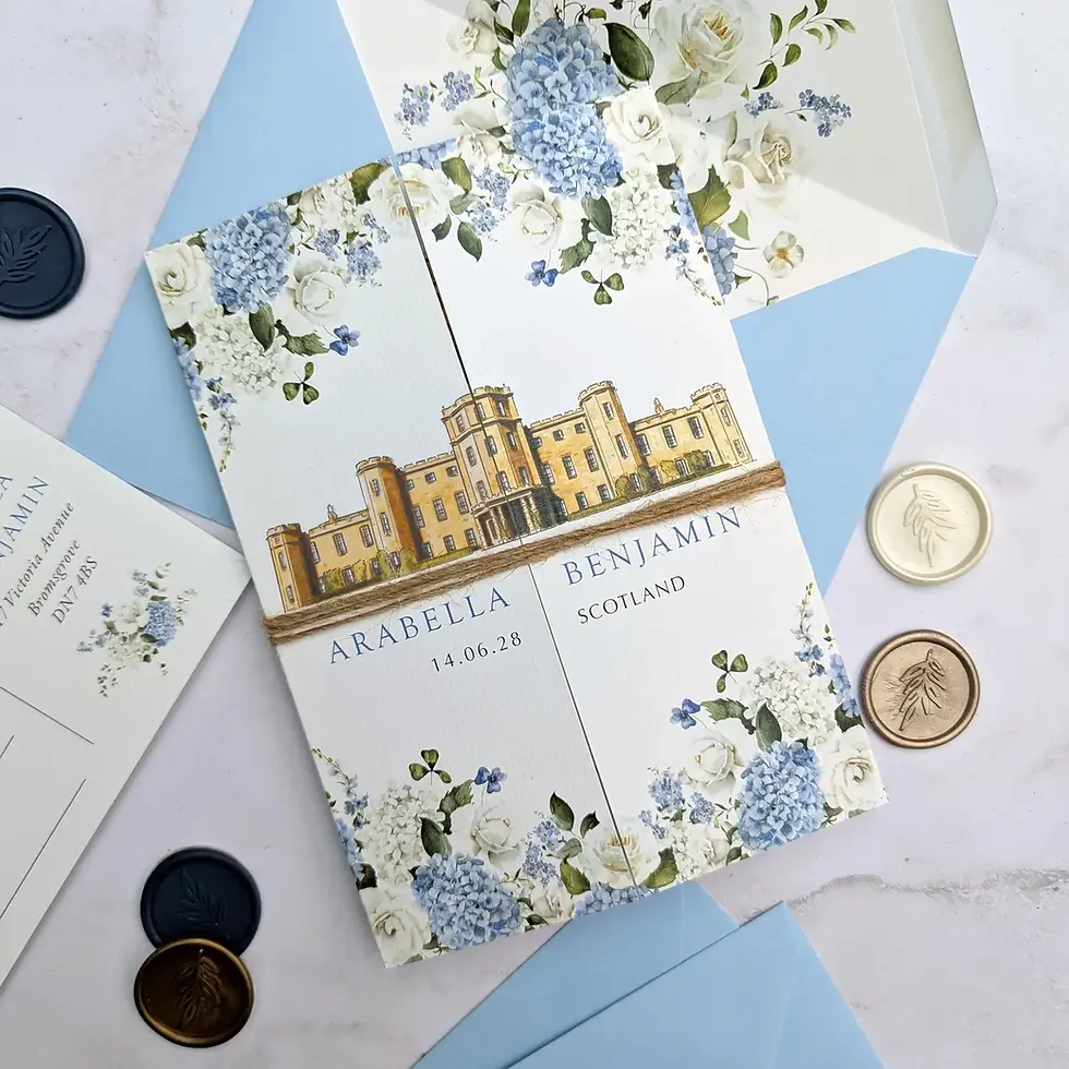 Blue Hydrangea Wedding Invitations