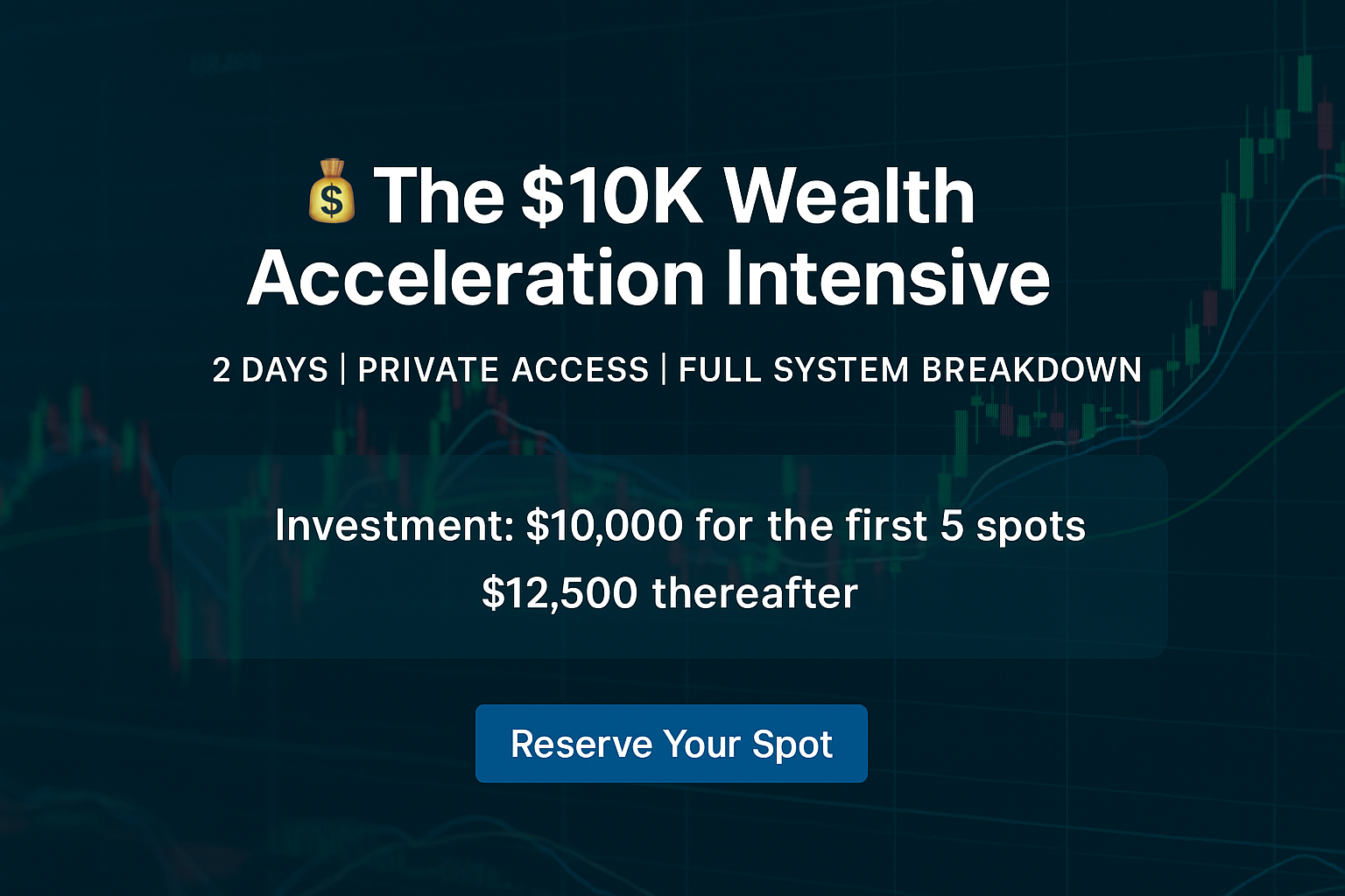 $10K In Person (or virtual) Trading Boot Camp - 2 Days/30 Days of Access